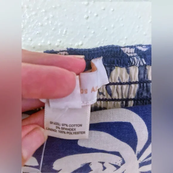 Monteau Cotton Navy and Cream Floral Midi Dress NWT - Picture 4 of 6